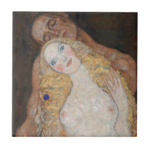 Adam and Eve by Gustav Klimt Tile