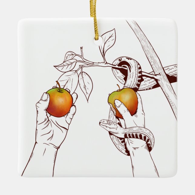 Adam and Eve Ceramic Ornament (Front)