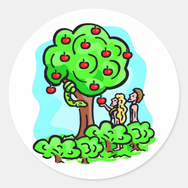 Adam and Eve Christian artwork Classic Round Sticker (Front)