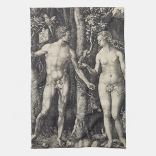 Adam and Eve Engraving by Albrecht Durer Kitchen Towel