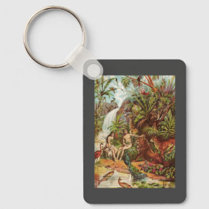 Adam And Eve In The Garden Keychain