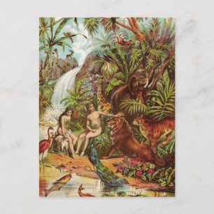 Adam And Eve In The Garden Postcard
