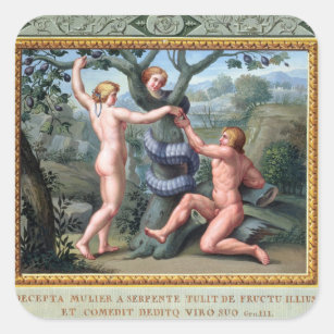 Adam and Eve with the Serpent, illustration from t Square Sticker