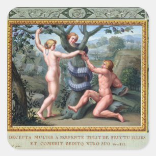 Adam and Eve with the Serpent, illustration from t Square Sticker
