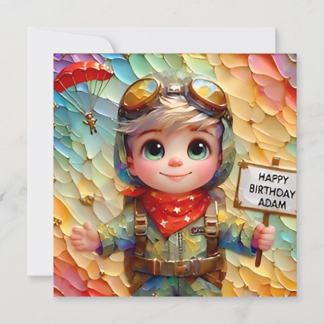 ADAM ~ Birthday Card ~ Parachutist ~ (Front)