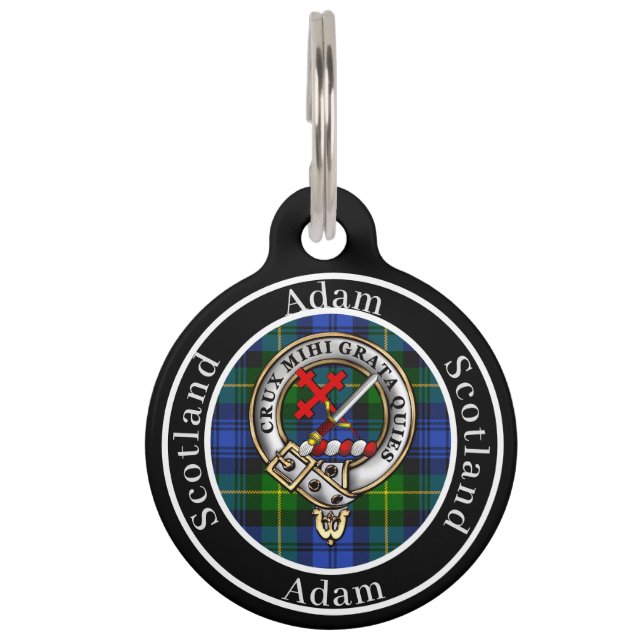 Adam Clan Badge & Tartan Personalized People Pet Tag (Front)