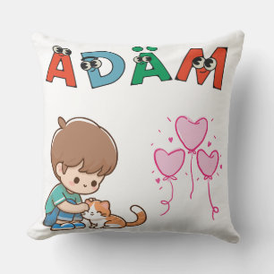Adam cute name aesthetic design throw pillow