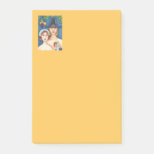 ADAM & EVE PILGRIMS, BIBLICAL WHIMSY THANKSGIVING POST-IT NOTES