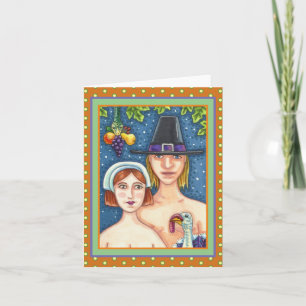 ADAM & EVE PILGRIMS, WHIMSY THANKSGIVING Blank Card