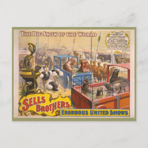 Adam Forepaugh and Sells Brothers Circus Poster Postcard