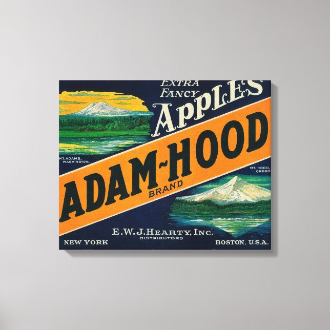 Adam-Hood Apple Crate LabelHood River, OR Canvas Print (Front)