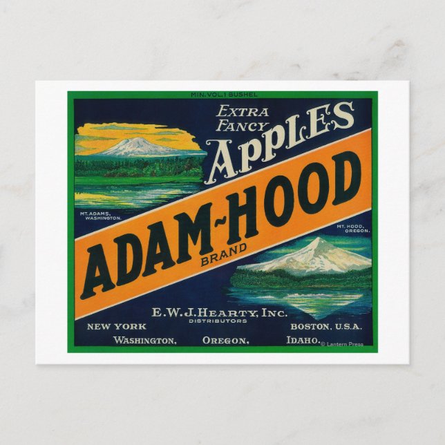 Adam-Hood Apple Crate LabelHood River, OR Postcard (Front)