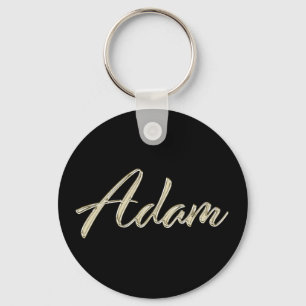 Adam Name whitegold Button Schlüsselanhänger Keychain