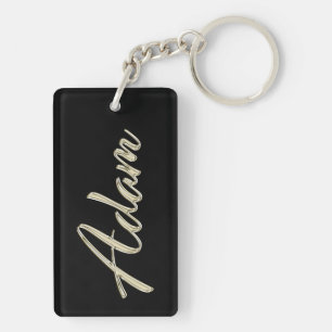 Adam Name whitegold key trailer Keychain