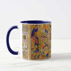 ADAM NAMING ANIMALS,MEDIEVAL BESTIARY,DEERS,LIONS  MUG