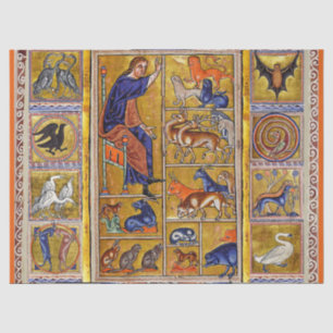 ADAM NAMING ANIMALS,MEDIEVAL BESTIARY,DEERS,LIONS  TISSUE PAPER