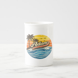 Adam Retro Sunset Name Design Bone China Mug