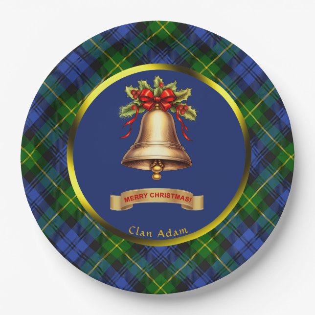 Adam Tartan Personalized Christmas Paper Plate (Front)