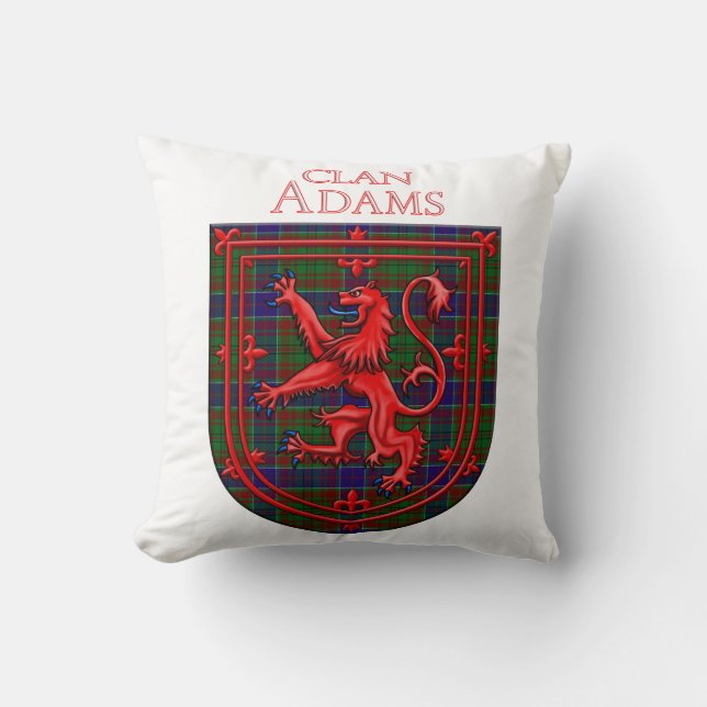 Adam Tartan Scottish Plaid Lion Rampant Throw Pillow (Front)