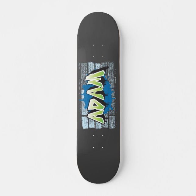 Adam Your Name Graffiti Brick Wall Stylized Skateboard (Front)