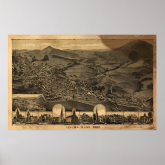Adams Massachusetts 1882 Antique Panoramic Map Poster