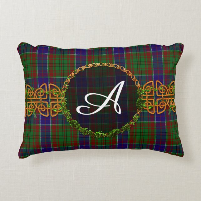 Adams Tartan And Monogram Decorative Pillow (Front)