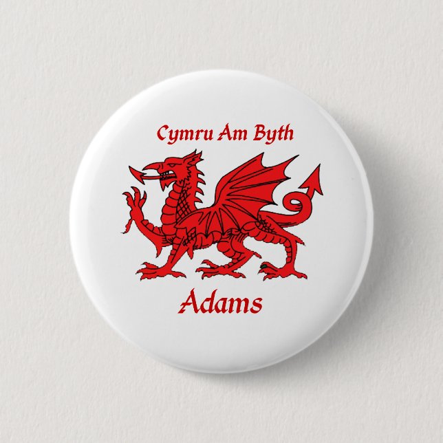 Adams Welsh Dragon 2 Inch Round Button (Front)