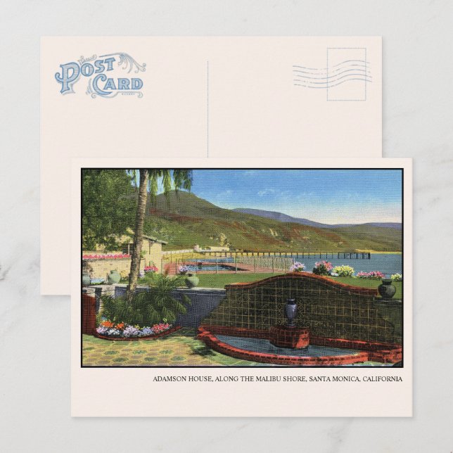 Adamson House Malibu Peacock Fountain Carte postal (Devant / Derrière)