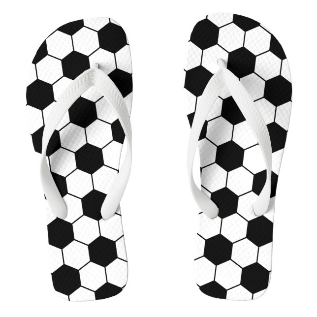Adapted Soccer Ball pattern Black White Flip Flops (Footbed)