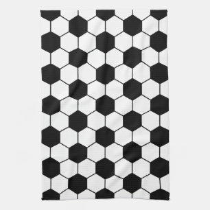 Adapted Soccer Ball pattern Black White Kitchen Towel
