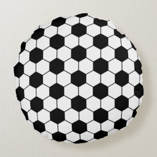 Adapted Soccer Ball pattern Black White Round Pillow