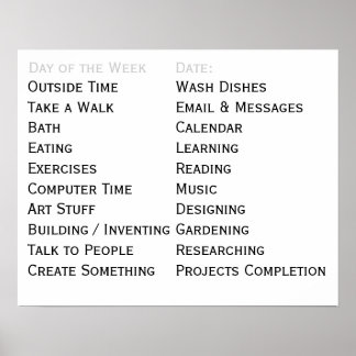 Adaptive Living Tool Daily Tasks Chores To Do List Poster