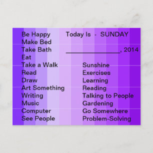 Adaptive Living Tools Daily List To Do Card Sunday