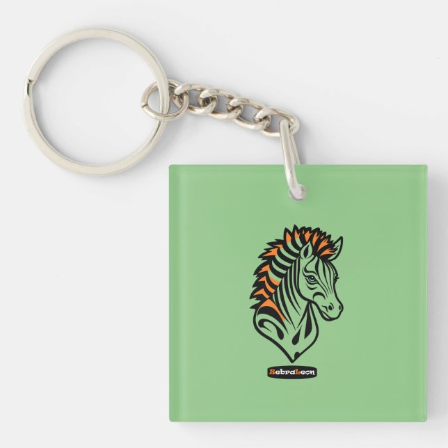 Adaptive ZebraLeon - Illustration with text Keychain (Front)