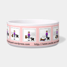 Ada's New Pool cartoon dog dish - pink