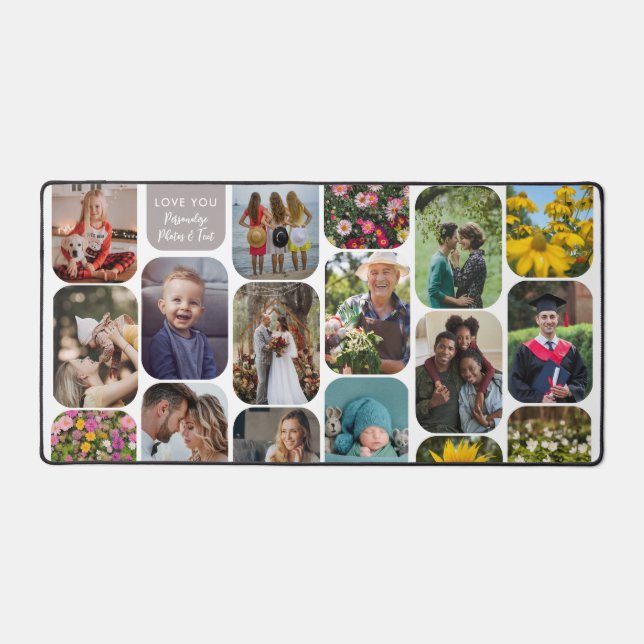   Add 17 Photos Modern Stylish Elegant Family Gift Desk Mat (Front)