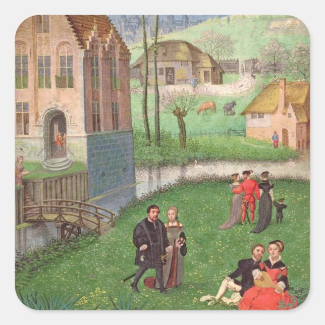 Add 18855 April: courting couples, from a Book of Square Sticker (Front)