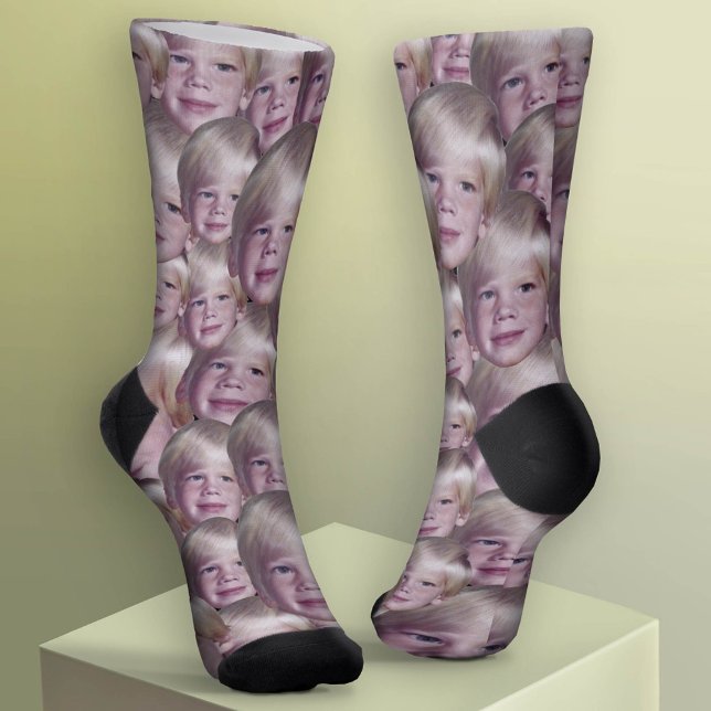 Add 1 Floating Head Photo All Over Pattern Socks (Custom Face Socks - Add Your Photo)