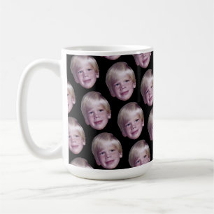 Add 1 Floating Head Photo Half Drop Pattern black Coffee Mug