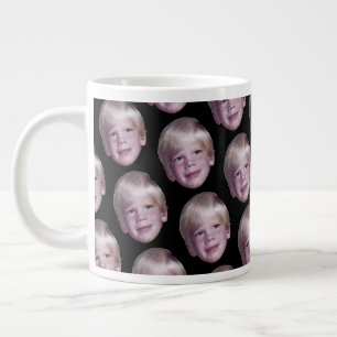 Add 1 Floating Head Photo Half Drop Pattern black Large Coffee Mug