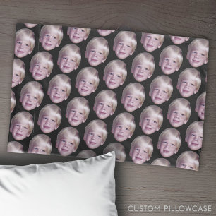 Add 1 Floating Head Photo Half Drop Pattern black Pillowcase