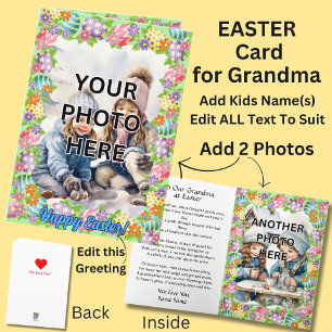 Add 2 Photo's in Easter Frames for Grandmother Card