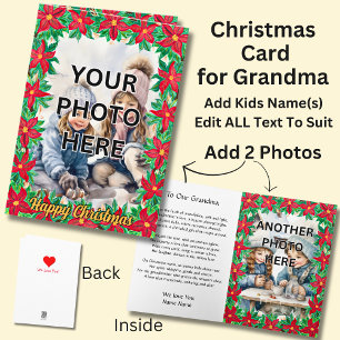 Add 2 Photo's in Wood Frames for Grandmother Card