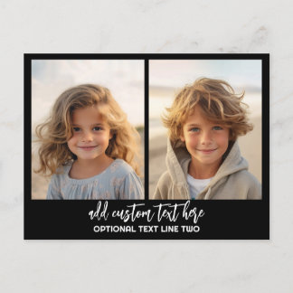 Add 2 Photos - Simple Collage - Black Postcard