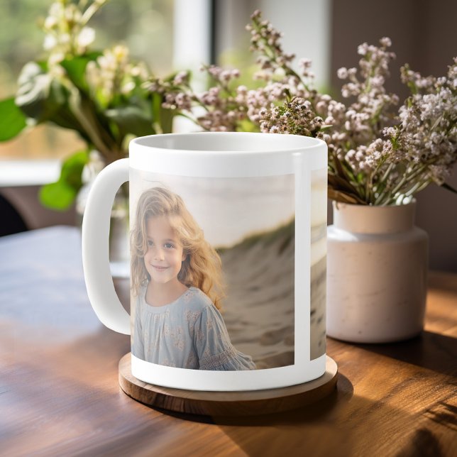 Add 2 Photos - Simple Collage on both sides Coffee Mug (Personalized mug with a photo on each side)