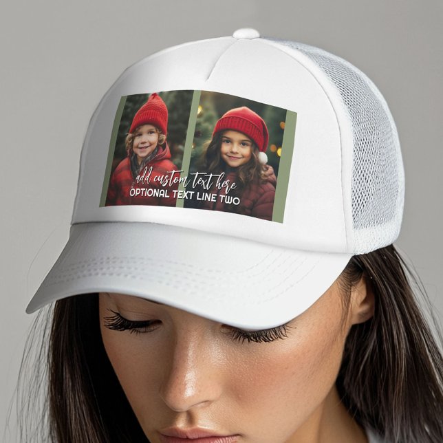 Add 2 Photos - Simple Collage Trucker Hat (Custom Photo Gallery on a Trucker Hat)