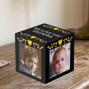 Add 4 images we love you grandma black yellow cube