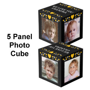 Add 4 images we love you grandma black yellow cube