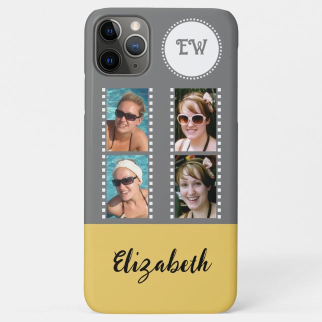 Add 4 photos initials name yellow and grey Case-Mate iPhone case (Back)