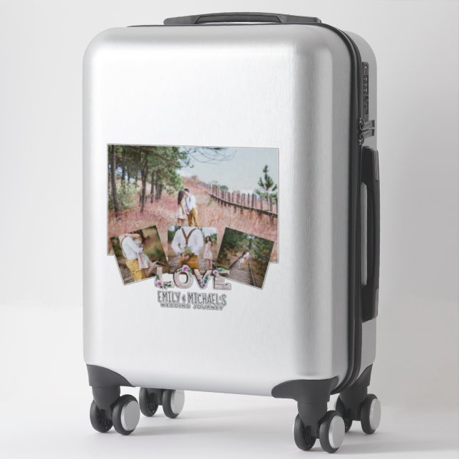 Add 4 PHOTOS Rustic Flower NEWLYWEDS WEDDING (Suitcase)